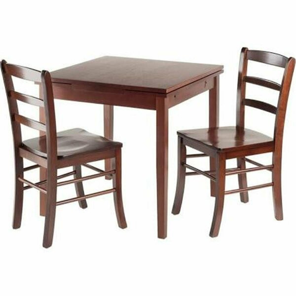 Winsome Trading 3 Piece Pulman Extension Table 2 Ladder Back Chairs Set, Walnut 94352